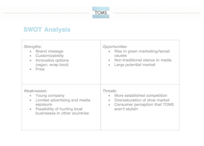 Swot analysis of toms shoes